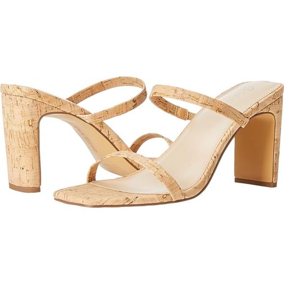 Women's Avery Square Toe Two Strap High Heeled Cork Sandal - Picture 5 of 7